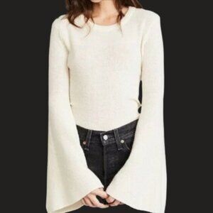 JOA Los Angeles Women’s Bell-Sleeve Sweater XS–M Ivory Wool-Nylon Blend